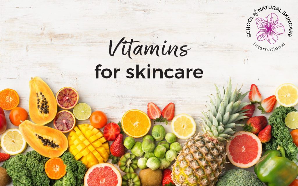 Many fruits and vegetables to depict the range of vitamins that can be used in skincare