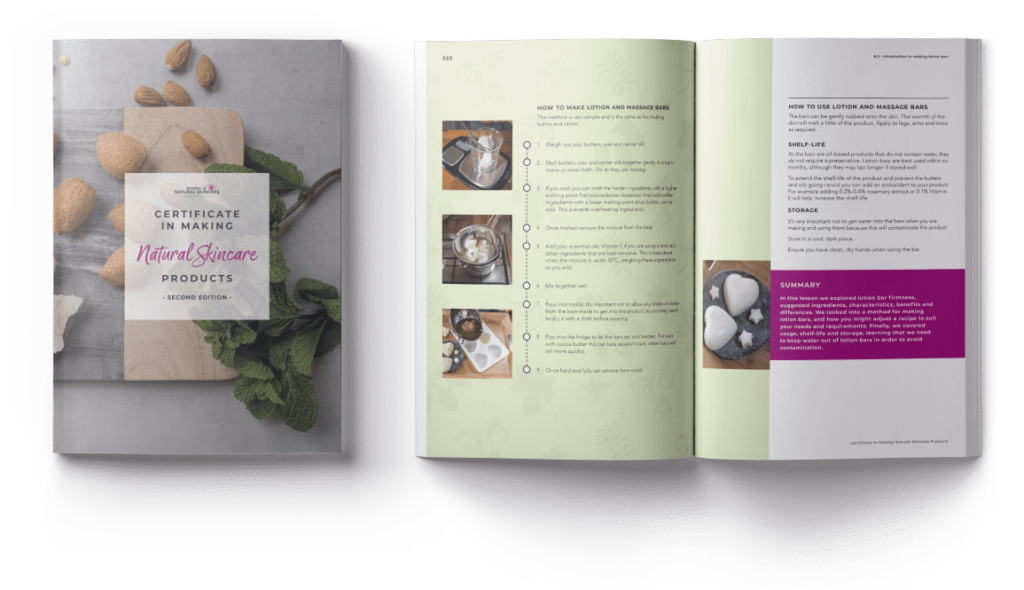 Natural skincare guidebook open to recipe page