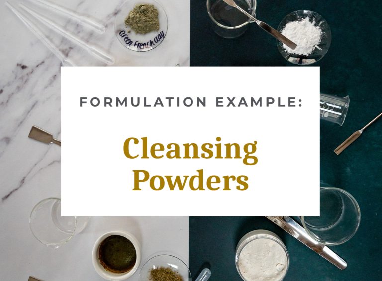 Cleansing powder formulation with green and white clay.