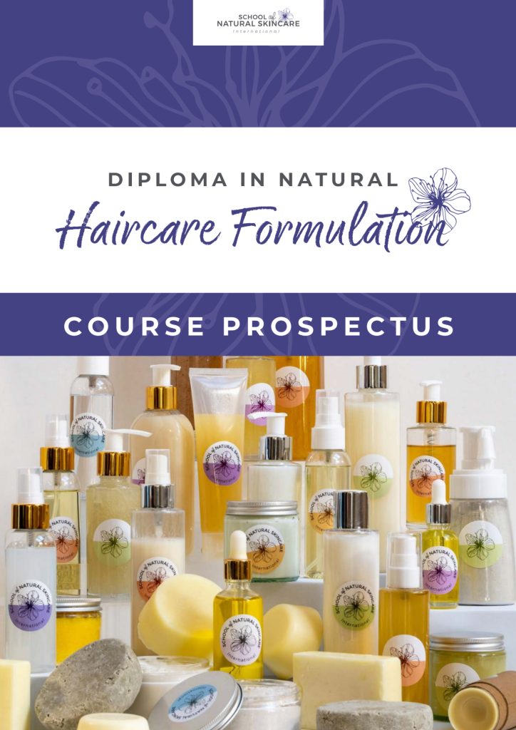 Natural haircare formulation diploma course prospectus cover.