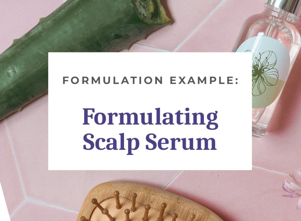 Scalp serum formulation example with ingredients.