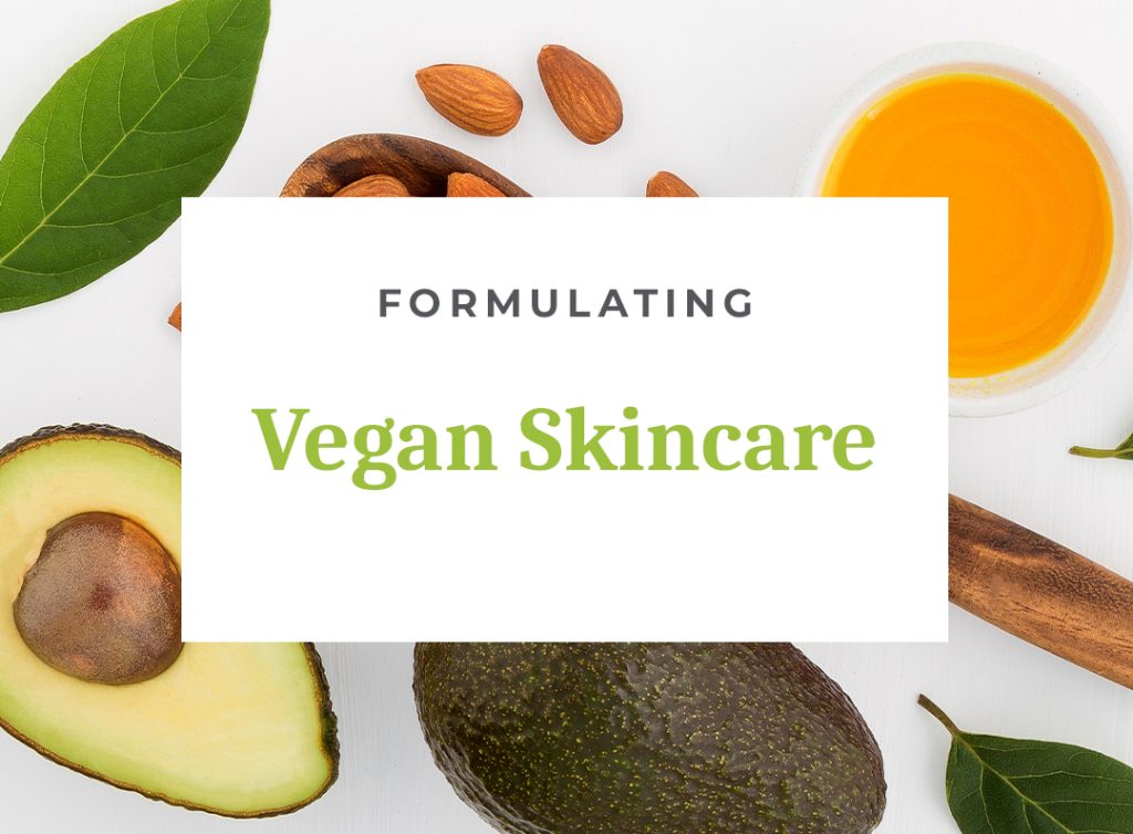 Vegan skincare ingredients: avocado, almonds, oil