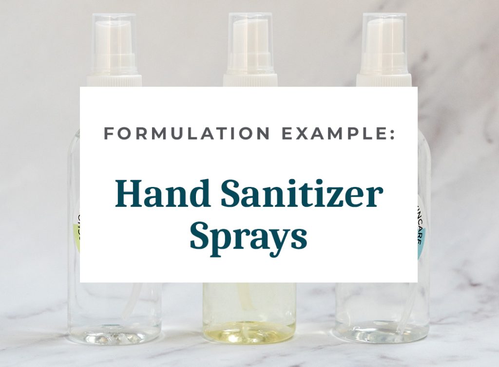 Hand sanitizer spray formulation examples.