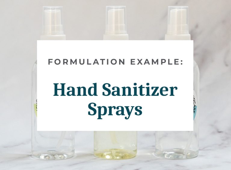 Hand sanitizer spray formulation examples.