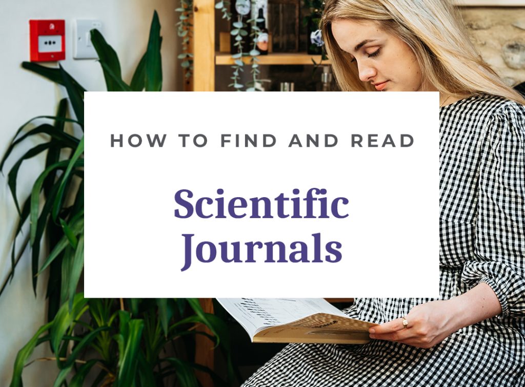 Woman reading guide on scientific journals