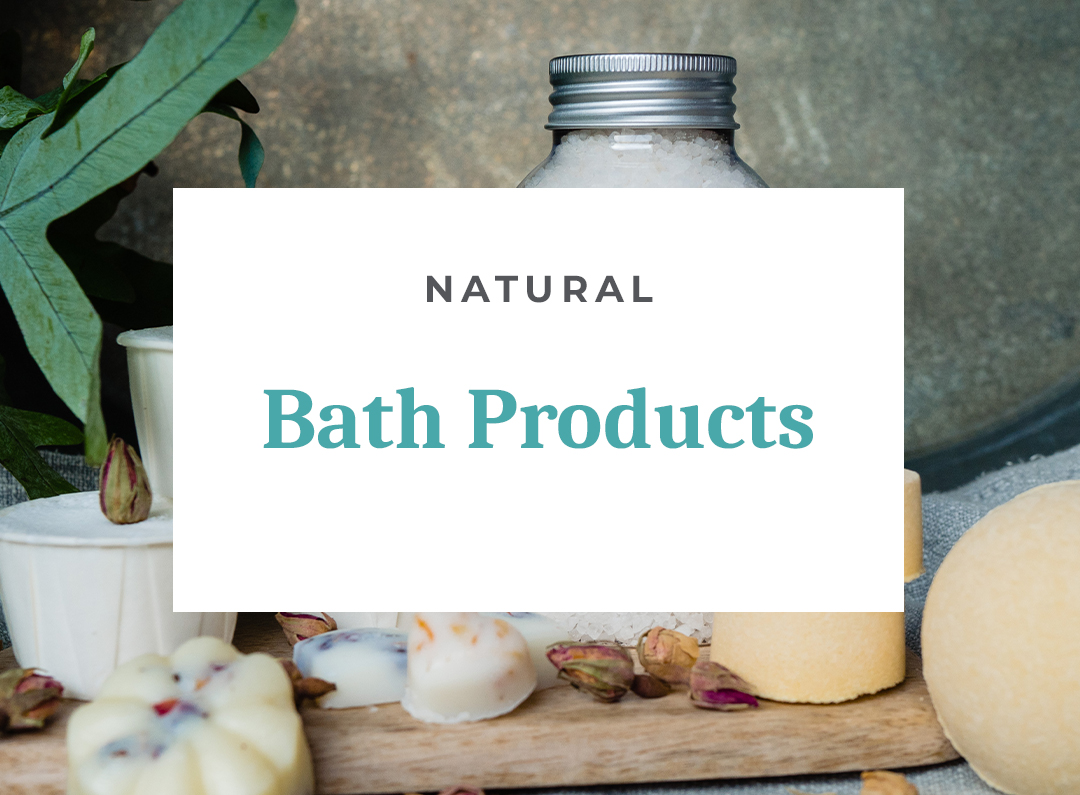 Natural bath products with leaves and dried flowers