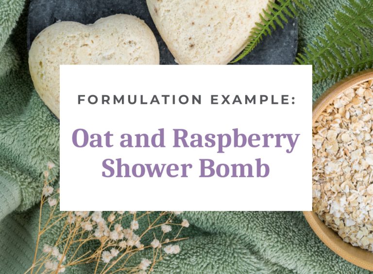 Oat raspberry shower bomb formulation example on towel